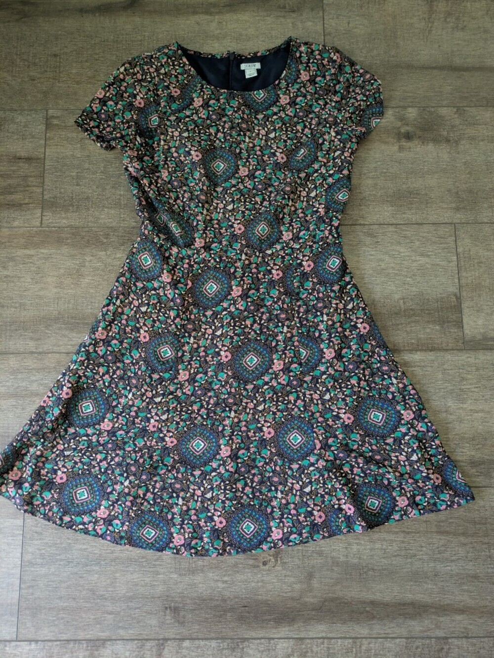 J. Crew Multicolor Floral and Geometric Short Sleeve Dress -Multicolor - Picture 3 of 11